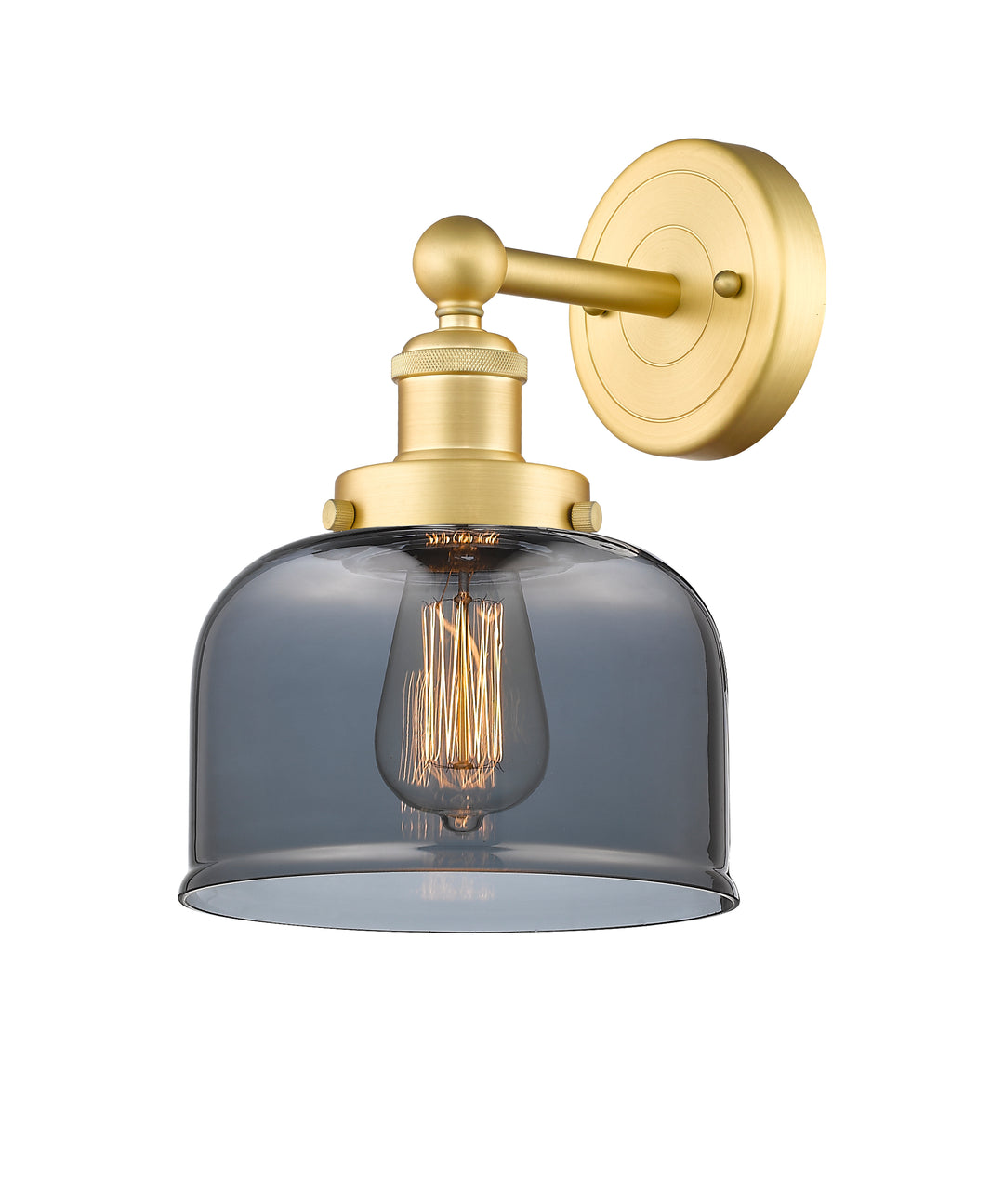 Innovations Lighting Bell 8" Sconce - Satin Gold Wall Sconces Innovations Lighting Light Smoke ; Glass Type: Colorful  