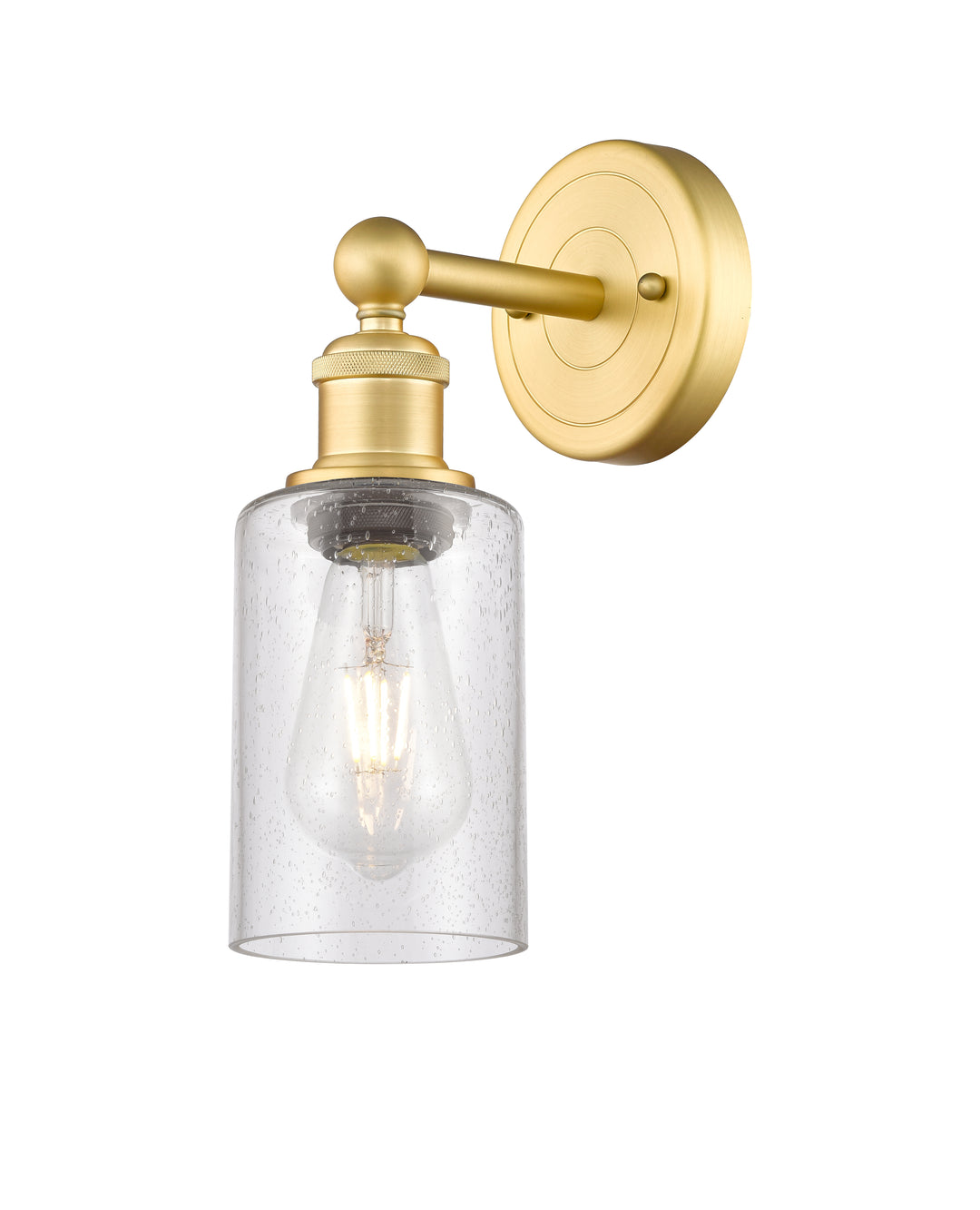 Innovations Lighting Clymer 4" Sconce - Satin Gold Wall Sconces Innovations Lighting Seedy ; Glass Type: Transparent  