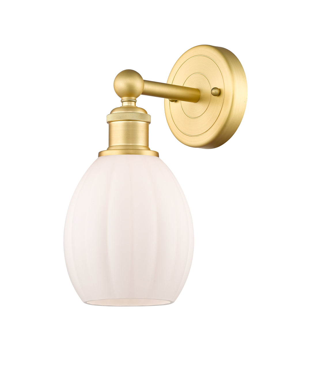 Innovations Lighting Eaton 5.5" Sconce - Satin Gold Wall Sconces Innovations Lighting Matte White ; Glass Type: White; Ribbed  