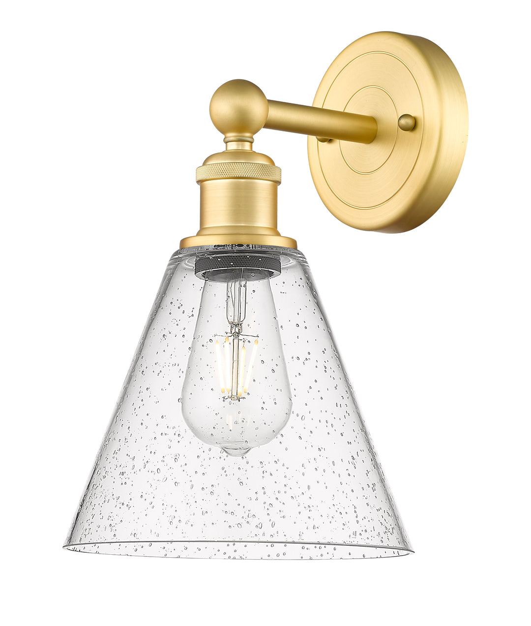 Innovations Lighting Berkshire Glass 8" Sconce - Satin Gold Wall Sconces Innovations Lighting Seedy ; Glass Type: Seeded  