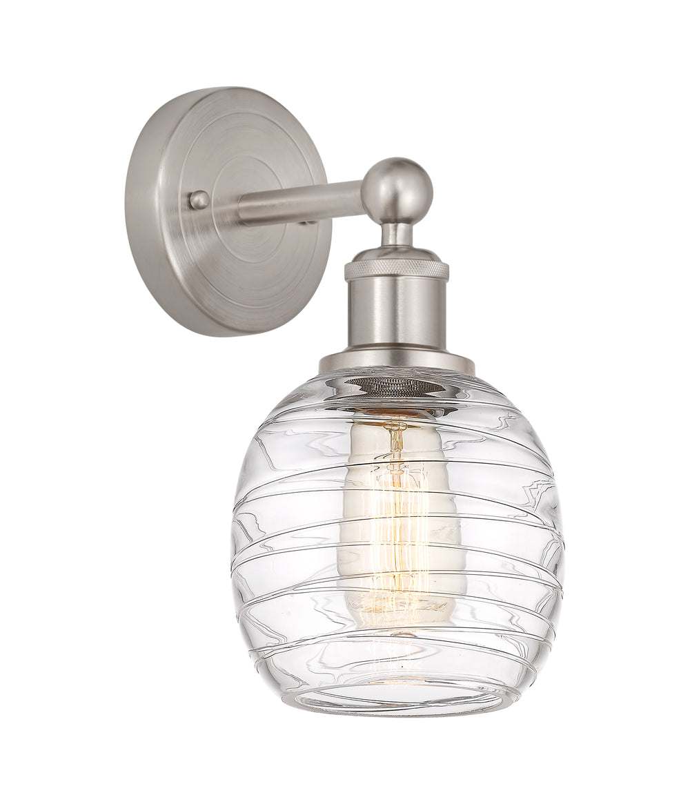 Innovations Lighting Belfast 6" Sconce - Brushed Satin Nickel Wall Sconces Innovations Lighting Deco Swirl ; Glass Type: Clear  