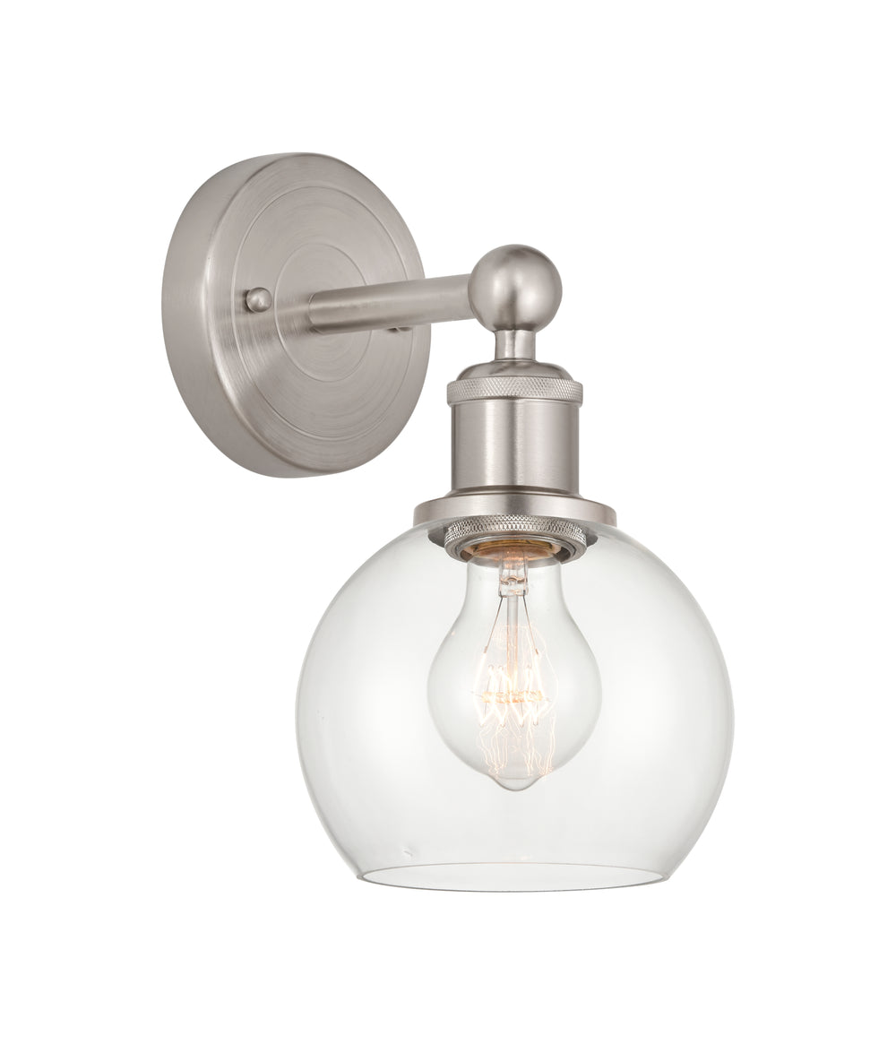 Innovations Lighting Athens 6" Sconce - Brushed Satin Nickel Wall Sconces Innovations Lighting Clear ; Glass Type: Transparent  