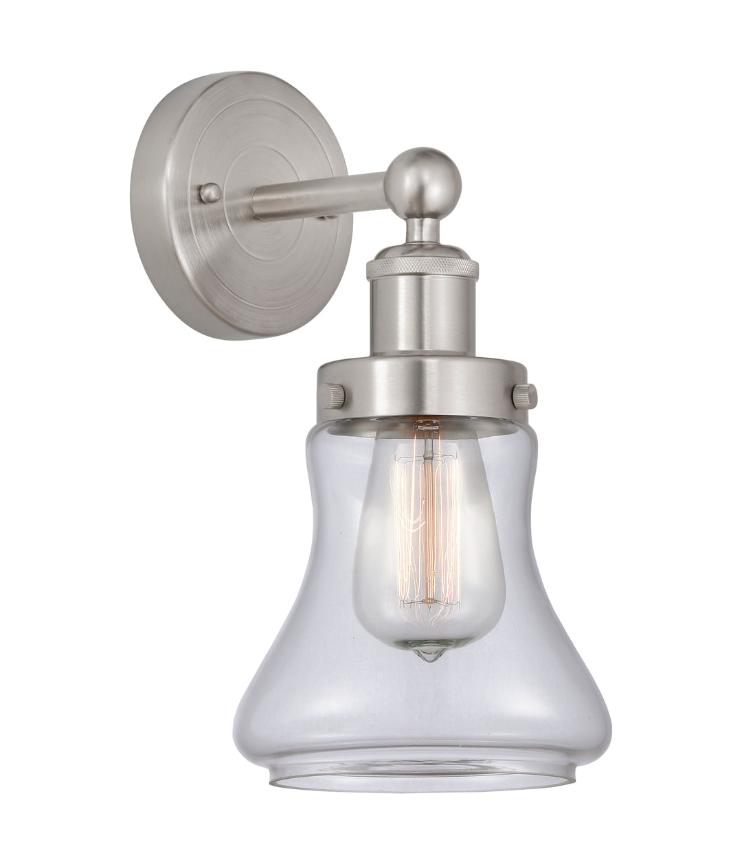 Innovations Lighting Bellmont 6" Sconce - Brushed Satin Nickel Wall Sconces Innovations Lighting Clear ; Glass Type: Transparent; Ribbed  