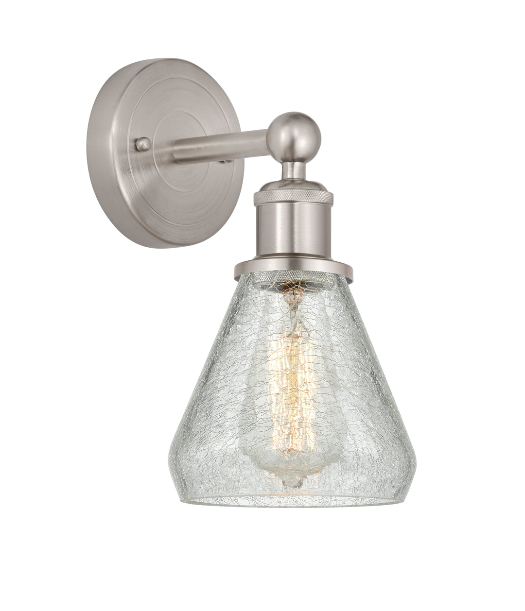 Innovations Lighting Conesus 6" Sconce - Brushed Satin Nickel Wall Sconces Innovations Lighting Clear Crackle ; Glass Type: Crackled  