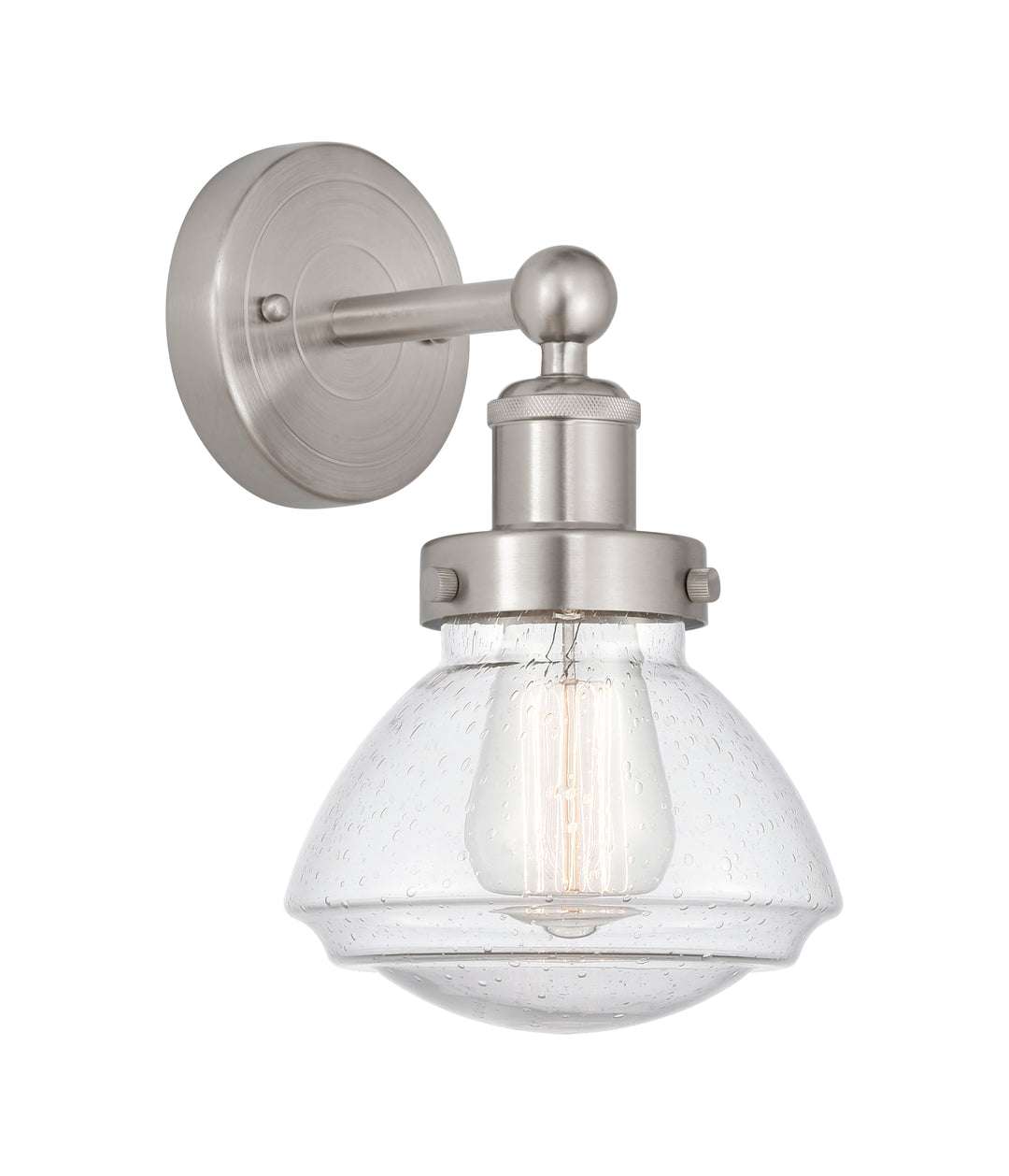 Innovations Lighting Olean 6.75" Sconce - Brushed Satin Nickel Wall Sconces Innovations Lighting Seedy ; Glass Type: Seeded  