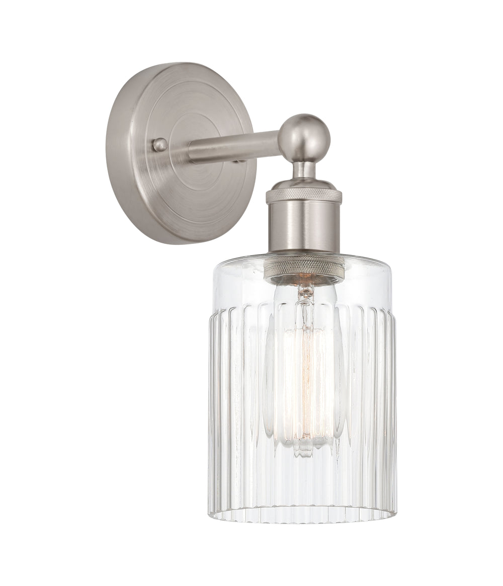 Innovations Lighting Hadley 5" Sconce - Brushed Satin Nickel Wall Sconces Innovations Lighting Clear ; Glass Type: Clear; Ribbed  