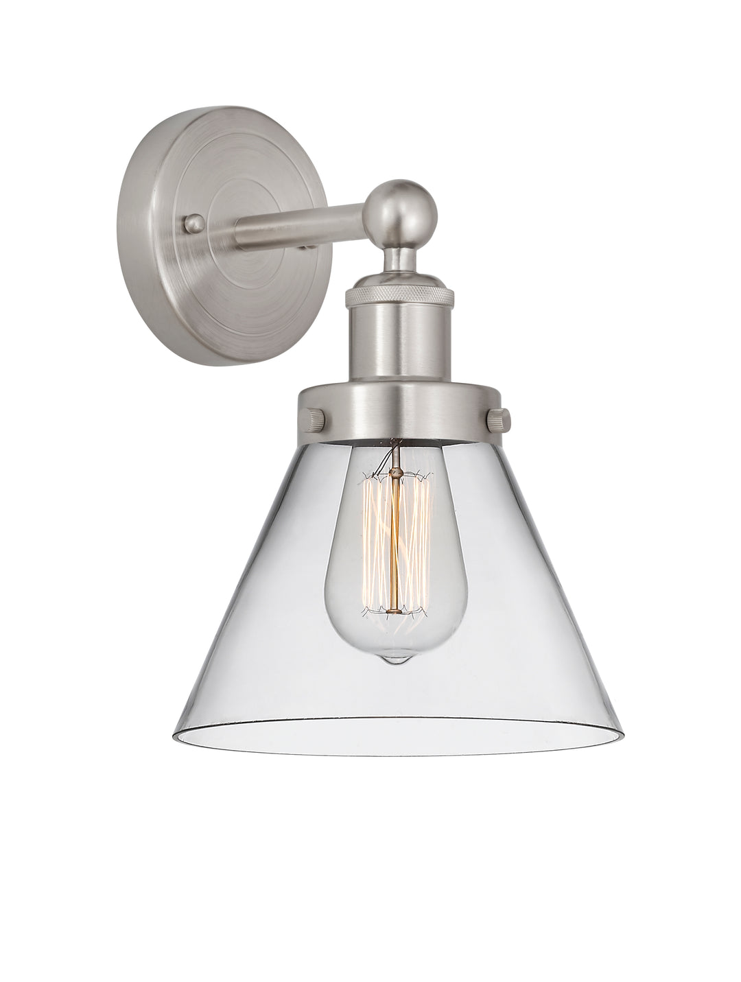 Innovations Lighting Cone 8" Sconce - Brushed Satin Nickel Wall Sconces Innovations Lighting Clear ; Glass Type: Transparent  