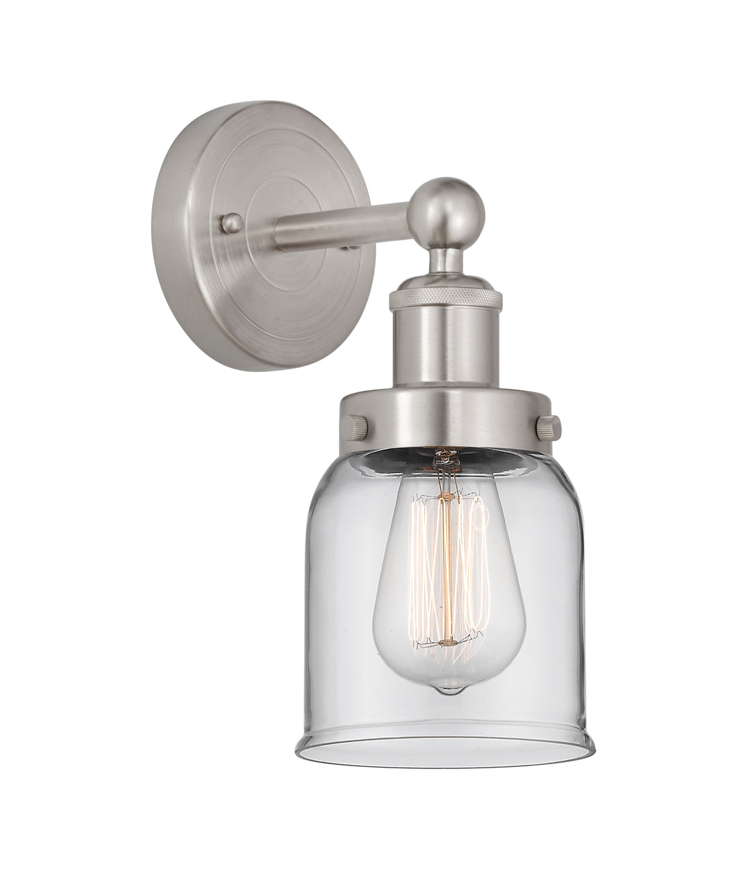 Innovations Lighting Bell 5" Sconce - Brushed Satin Nickel Wall Sconces Innovations Lighting Clear ; Glass Type: Transparent; Ribbed  