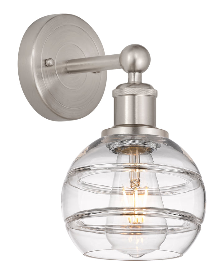 Innovations Lighting Rochester 6" Sconce - Brushed Satin Nickel Wall Sconces Innovations Lighting Clear ; Glass Type: Clear  