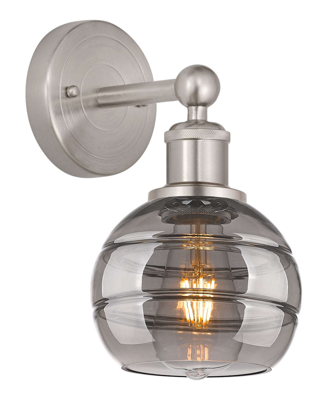 Innovations Lighting Rochester 6" Sconce - Brushed Satin Nickel Wall Sconces Innovations Lighting Light Smoke ; Glass Type: Smoked  