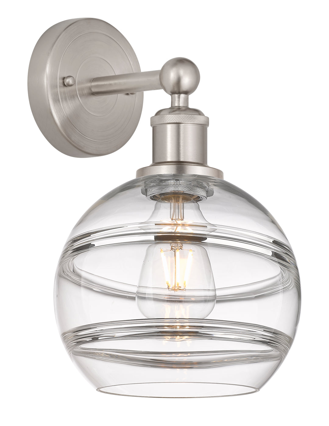 Innovations Lighting Rochester 8" Sconce - Satin Nickel Wall Sconces Innovations Lighting Clear ; Glass Type: Clear  