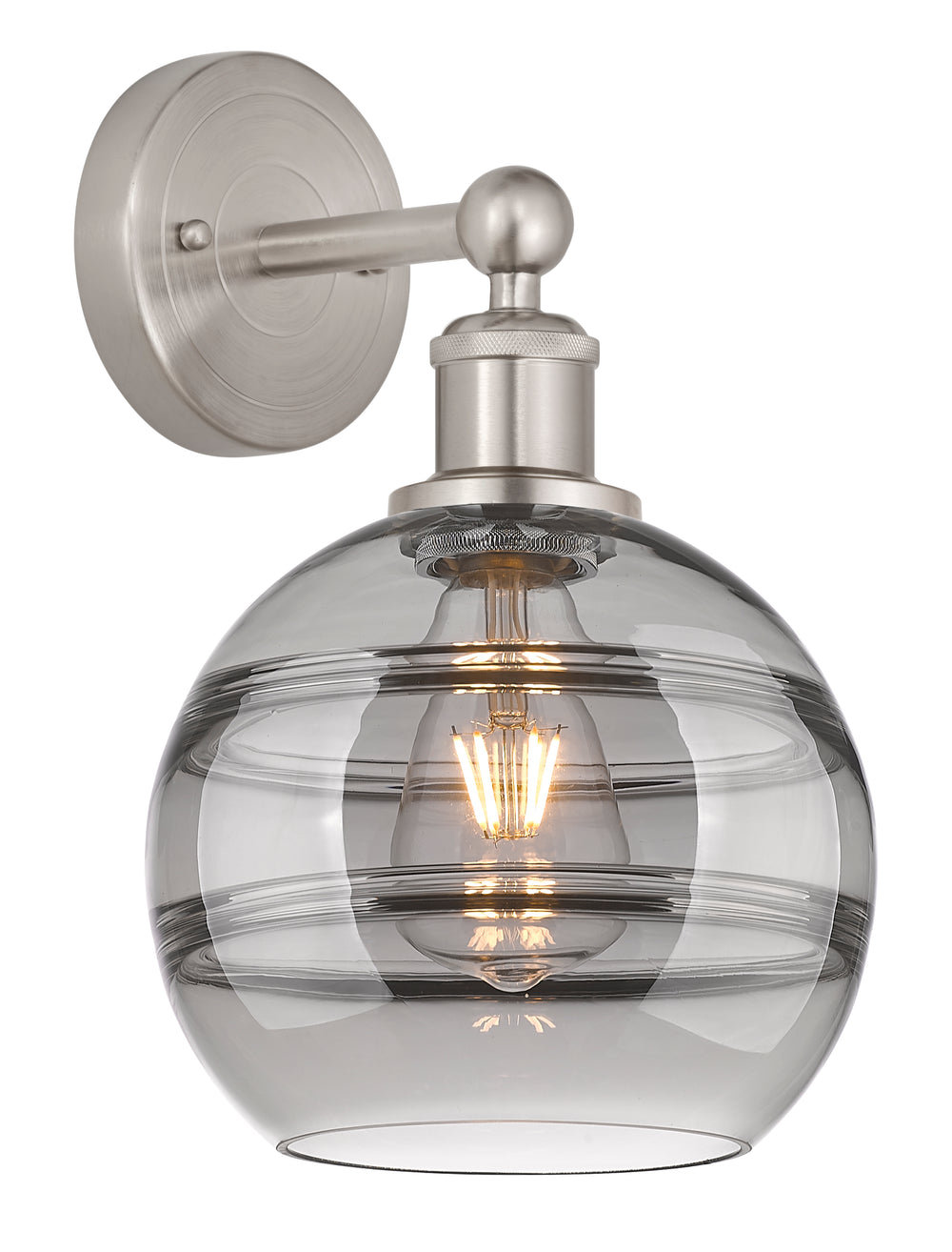 Innovations Lighting Rochester 8" Sconce - Satin Nickel Wall Sconces Innovations Lighting Light Smoke ; Glass Type: Smoked  