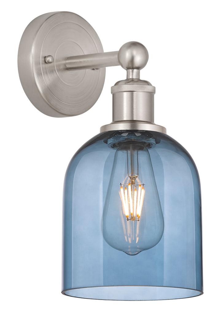 Innovations Lighting Bella 6" Sconce - Brushed Satin Nickel Wall Sconces Innovations Lighting Blue  ; Glass Type: Blue  