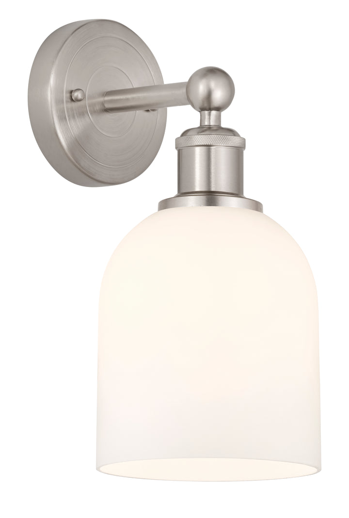 Innovations Lighting Bella 6" Sconce - Brushed Satin Nickel Wall Sconces Innovations Lighting White ; Glass Type: White  