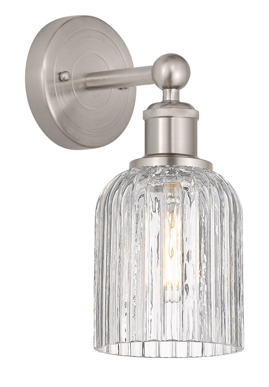 Innovations Lighting Bridal Veil 5" Sconce - Brushed Satin Nickel Wall Sconces Innovations Lighting Clear ; Glass Type: Clear; Ribbed  