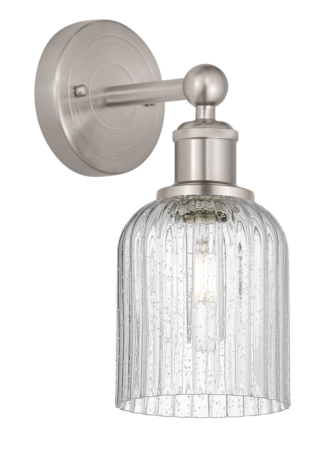 Innovations Lighting Bridal Veil 5" Sconce - Brushed Satin Nickel Wall Sconces Innovations Lighting Seedy ; Glass Type: Seedy; Ribbed  