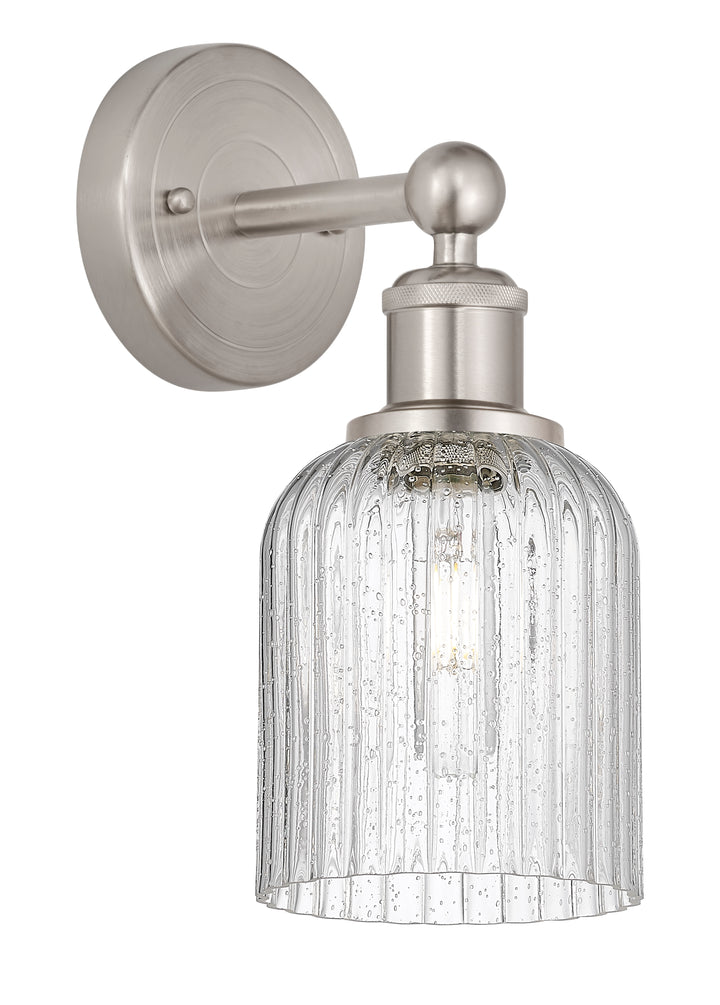 Innovations Lighting Bridal Veil 5" Sconce - Brushed Satin Nickel Wall Sconces Innovations Lighting Seedy ; Glass Type: Seedy; Ribbed  