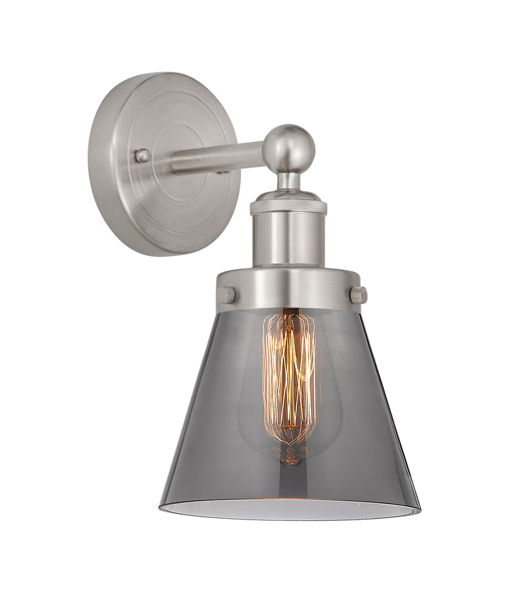 Innovations Lighting Cone 6" Sconce - Brushed Satin Nickel Wall Sconces Innovations Lighting Light Smoke ; Glass Type: Colorful  