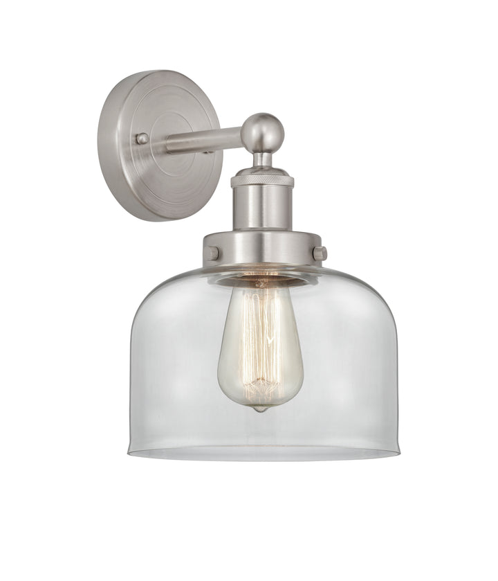 Innovations Lighting Bell 8" Sconce - Brushed Satin Nickel Wall Sconces Innovations Lighting Clear ; Glass Type: Transparent; Ribbed  