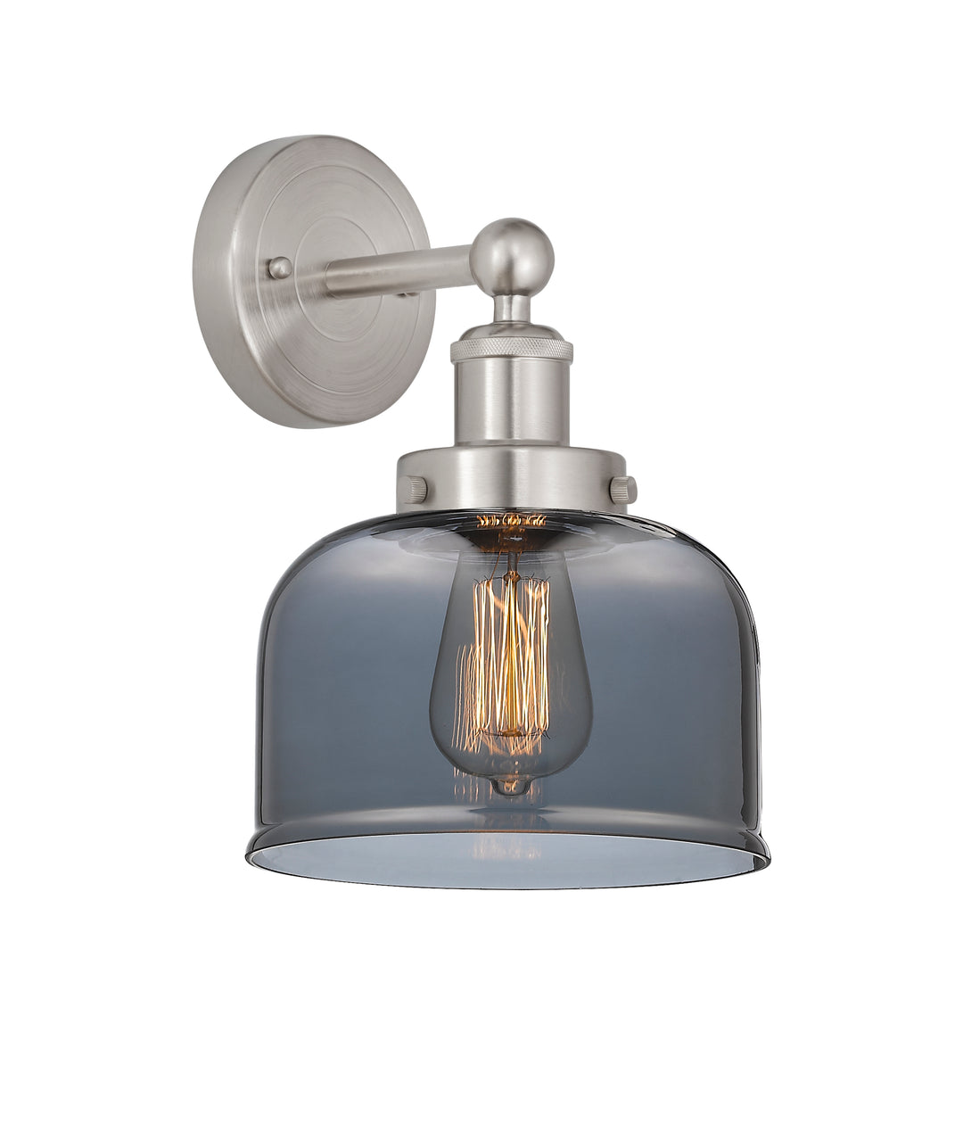 Innovations Lighting Bell 8" Sconce - Brushed Satin Nickel Wall Sconces Innovations Lighting Light Smoke ; Glass Type: Colorful  