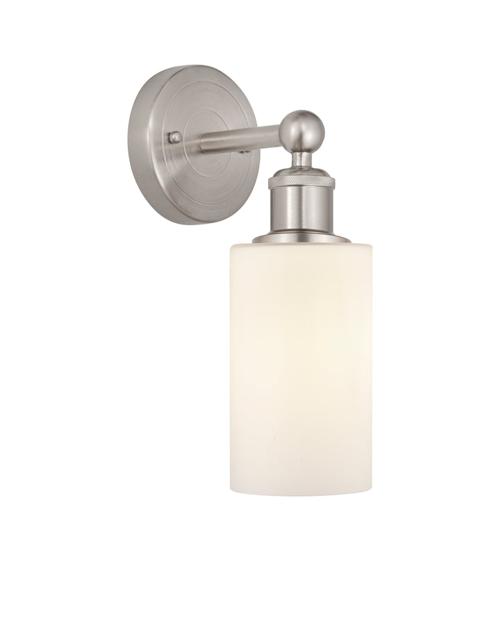 Innovations Lighting Clymer 4" Sconce - Brushed Satin Nickel Wall Sconces Innovations Lighting Matte White ; Glass Type: White  