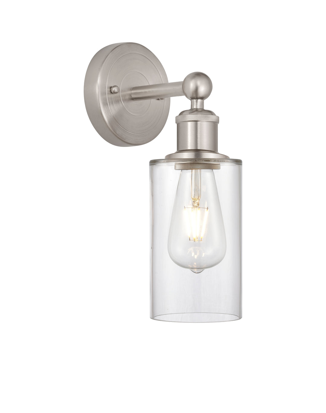 Innovations Lighting Clymer 4" Sconce - Brushed Satin Nickel Wall Sconces Innovations Lighting Clear ; Glass Type: Clear  