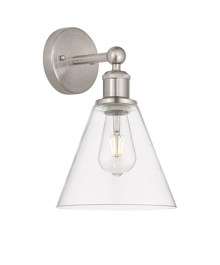 Innovations Lighting Berkshire Glass 8" Sconce - Satin Nickel Wall Sconces Innovations Lighting Clear ; Glass Type: Clear  