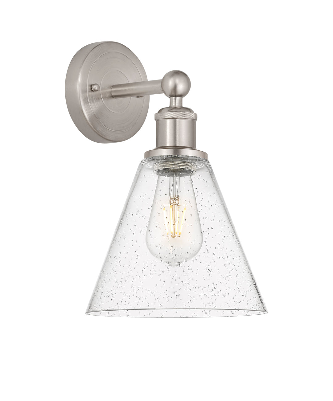 Innovations Lighting Berkshire Glass 8" Sconce - Satin Nickel Wall Sconces Innovations Lighting Seedy ; Glass Type: Seeded  