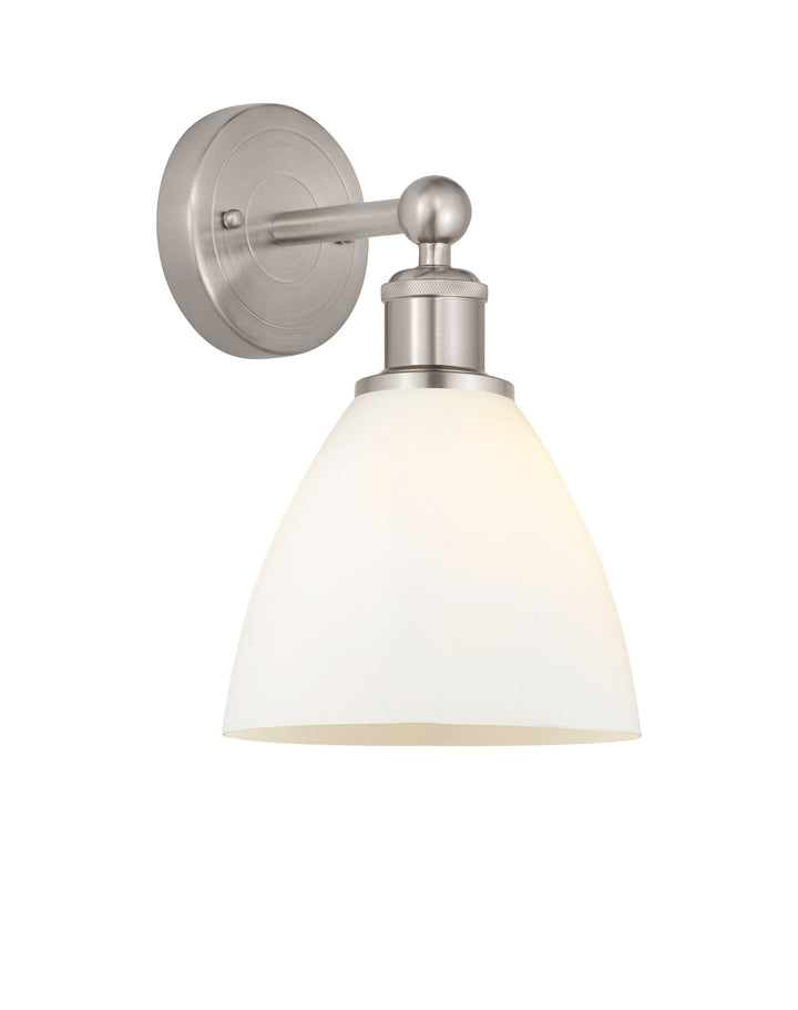 Innovations Lighting Bristol 7.5" Sconce - Brushed Satin Nickel Wall Sconces Innovations Lighting Matte White ; Glass Type: White  