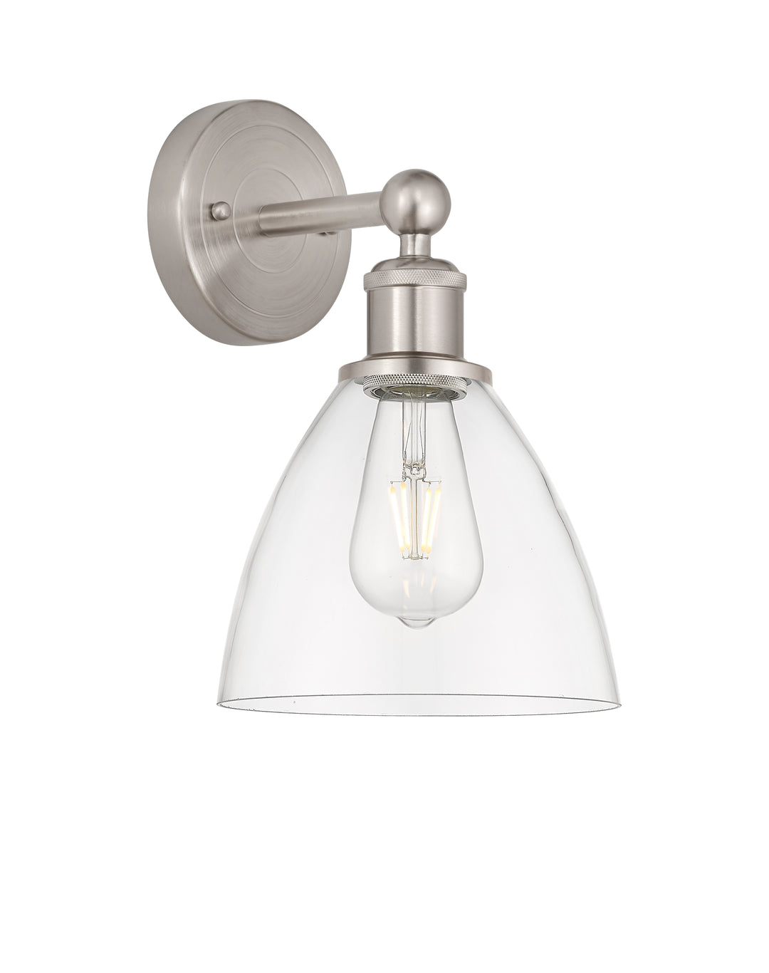 Innovations Lighting Bristol 7.5" Sconce - Brushed Satin Nickel Wall Sconces Innovations Lighting Clear ; Glass Type: Clear  