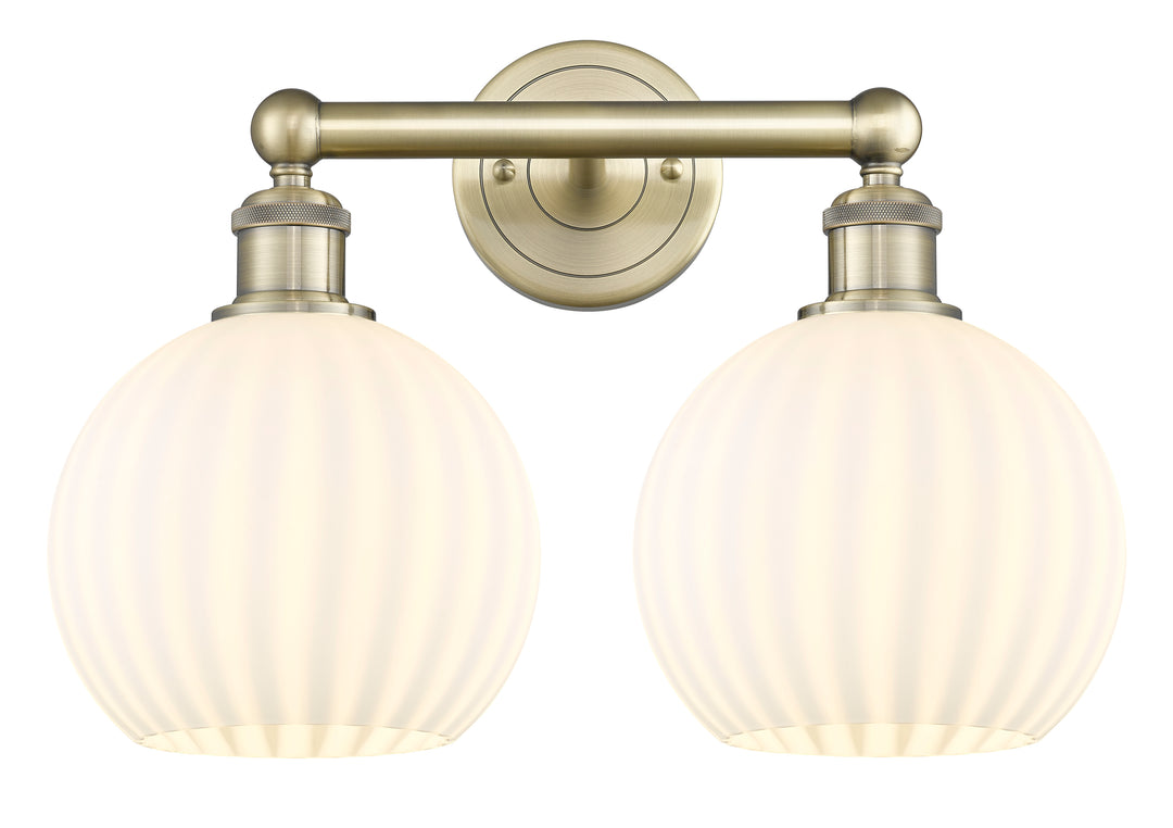 Innovations Lighting White Venetian 8" Bath Vanity Light - Antique Brass