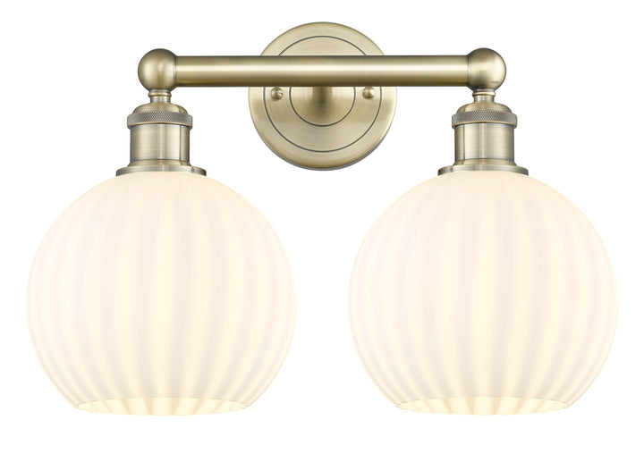 Innovations Lighting White Venetian 8" Bath Vanity Light - Antique Brass