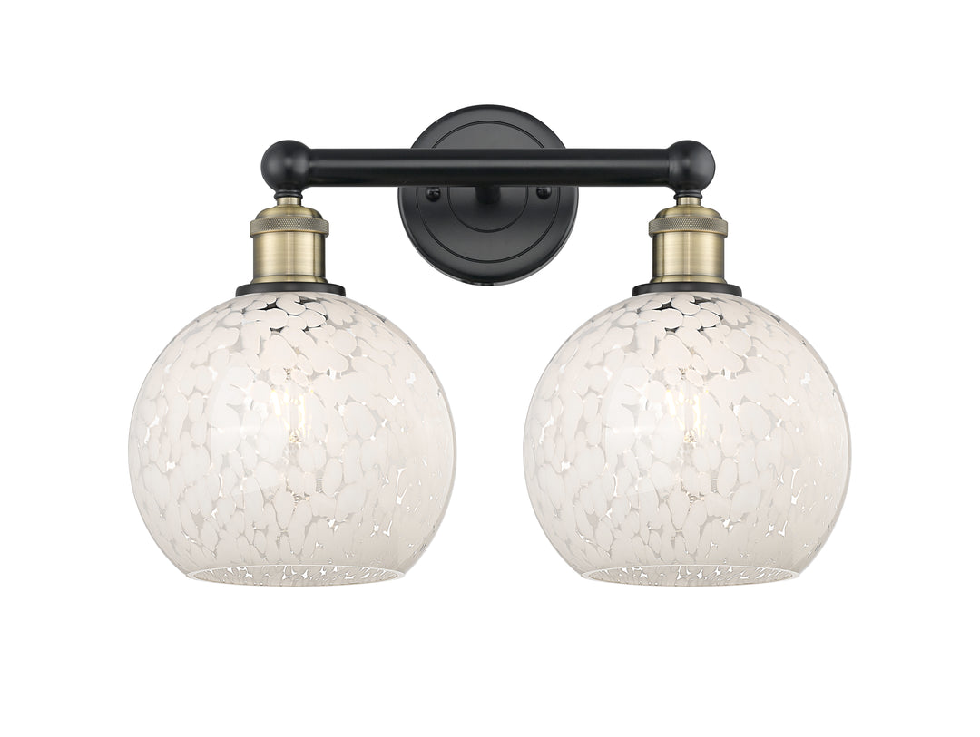 Innovations Lighting White Mouchette 8" Bath Vanity Light - Black Antique Brass Vanity Lights Innovations Lighting   