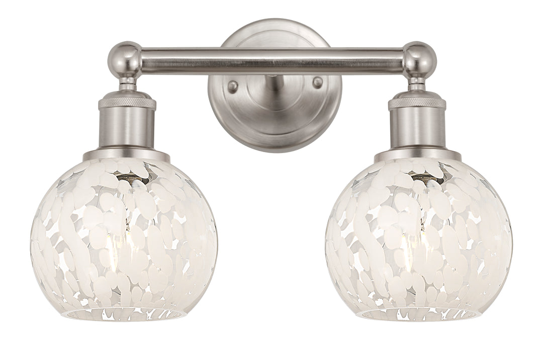 Innovations Lighting White Mouchette 6" Bath Vanity Light - Brushed Satin Nickel Vanity Lights Innovations Lighting   