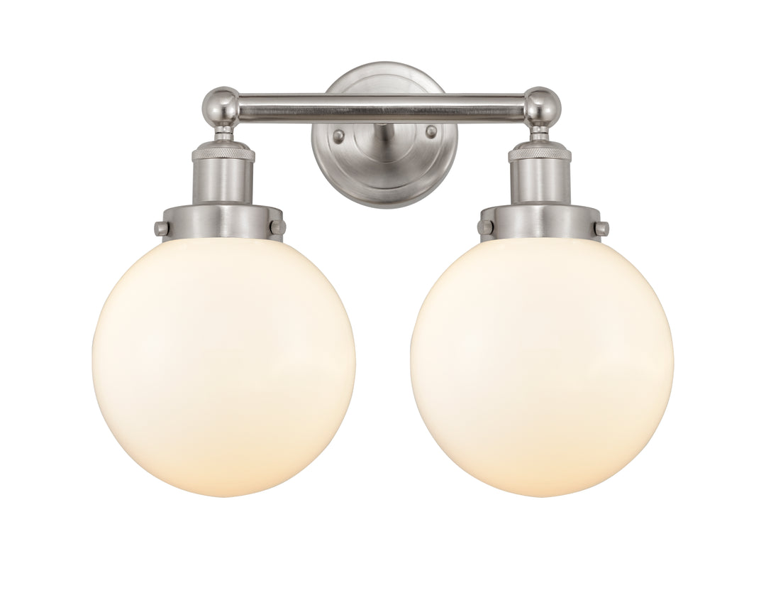 Innovations Lighting Beacon 8" Bath Vanity Light - Brushed Satin Nickel Vanity Lights Innovations Lighting Matte White ; Glass Type: Frosted; Ribbed  