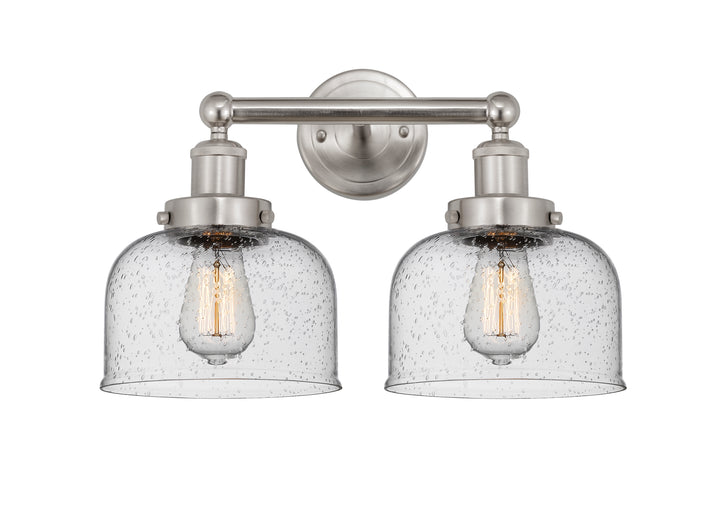 Innovations Lighting Bell 8" Bath Vanity Light - Brushed Satin Nickel Vanity Lights Innovations Lighting Seedy ; Glass Type: Seedy; Ribbed  