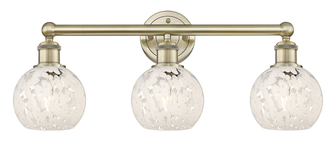 Innovations Lighting White Mouchette 6" Bath Vanity Light - Antique Brass Vanity Lights Innovations Lighting   