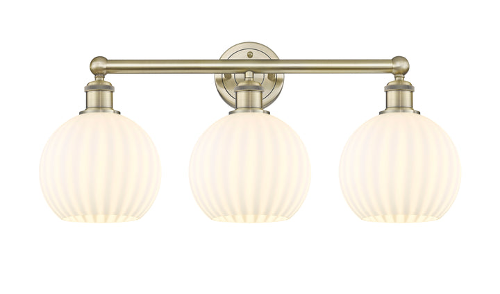 Innovations Lighting White Venetian 8" Bath Vanity Light - Antique Brass