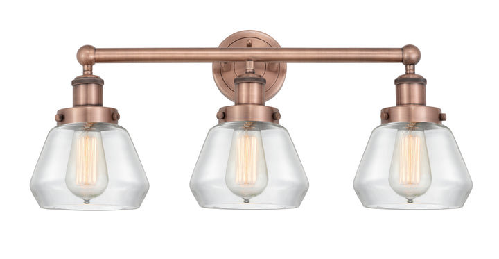 Innovations Lighting Fulton 7" Bath Vanity Light - Antique Copper Vanity Lights Innovations Lighting Clear ; Glass Type: Transparent; Ribbed  