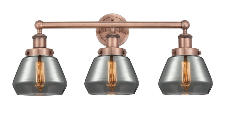 Innovations Lighting Fulton 7" Bath Vanity Light - Antique Copper Vanity Lights Innovations Lighting Light Smoke ; Glass Type: Smoked; Ribbed  