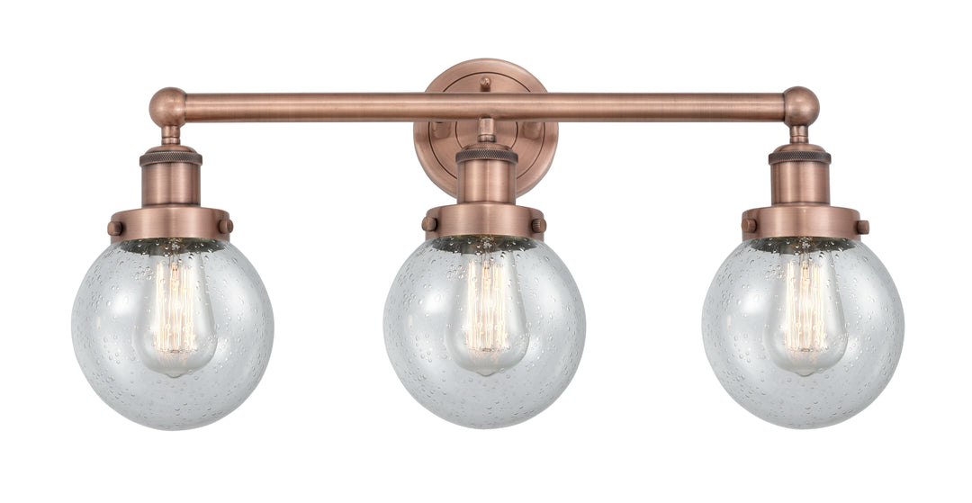 Innovations Lighting Beacon 6" Bath Vanity Light - Antique Copper Vanity Lights Innovations Lighting Seedy ; Glass Type: Seedy  