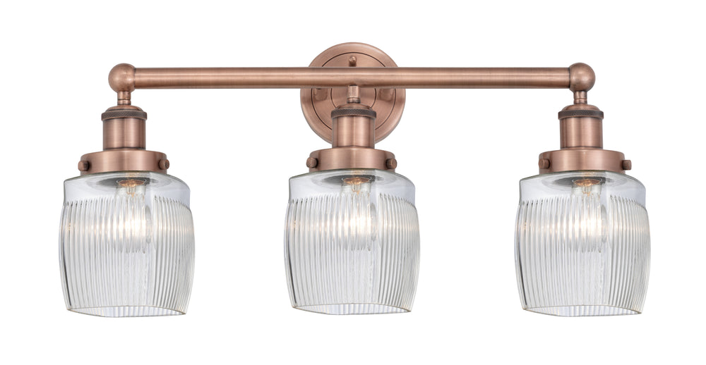 Innovations Lighting Colton 6" Bath Vanity Light - Antique Copper Vanity Lights Innovations Lighting Clear Halophane ; Glass Type: Transparent; Ribbed  