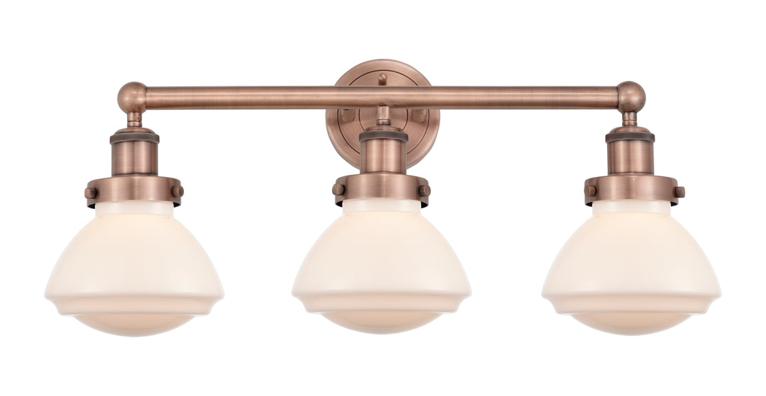 Innovations Lighting Olean 6.75" Bath Vanity Light - Antique Copper Vanity Lights Innovations Lighting Matte White ; Glass Type: Frosted; Ribbed  