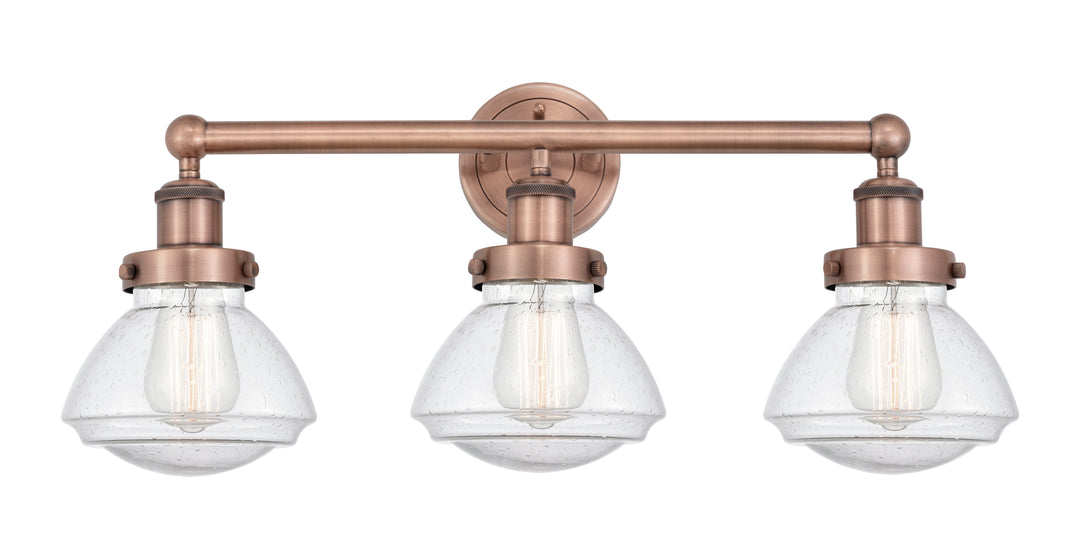 Innovations Lighting Olean 6.75" Bath Vanity Light - Antique Copper Vanity Lights Innovations Lighting Seedy ; Glass Type: Seeded  