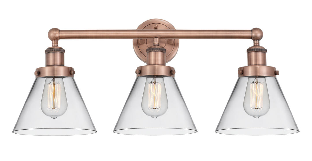 Innovations Lighting Cone 8" Bath Vanity Light - Antique Copper Vanity Lights Innovations Lighting Clear ; Glass Type: Transparent  