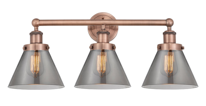 Innovations Lighting Cone 8" Bath Vanity Light - Antique Copper Vanity Lights Innovations Lighting Light Smoke ; Glass Type: Colorful  