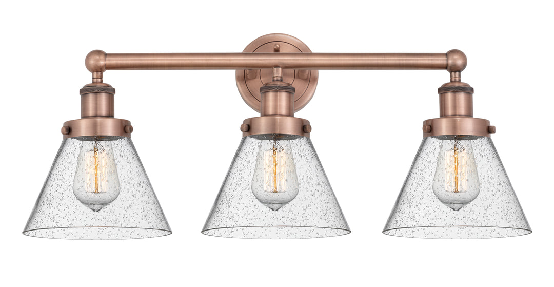 Innovations Lighting Cone 8" Bath Vanity Light - Antique Copper Vanity Lights Innovations Lighting Seedy ; Glass Type: Seedy; Ribbed  