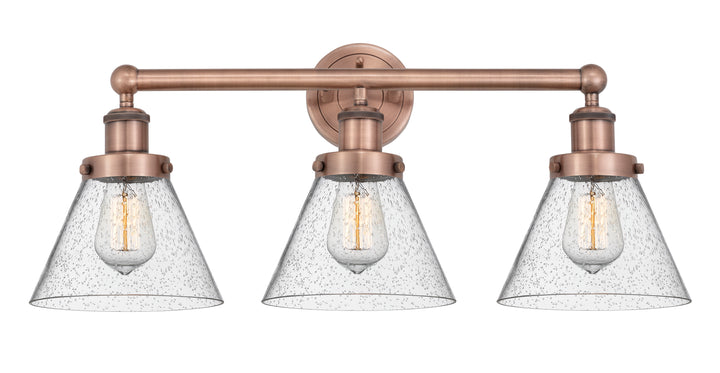 Innovations Lighting Cone 8" Bath Vanity Light - Antique Copper Vanity Lights Innovations Lighting Seedy ; Glass Type: Seedy; Ribbed  