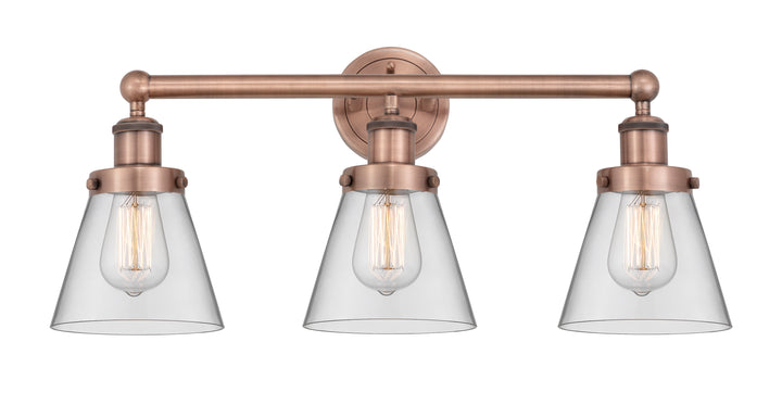 Innovations Lighting Cone 6" Bath Vanity Light - Antique Copper Vanity Lights Innovations Lighting Clear ; Glass Type: Transparent; Ribbed  