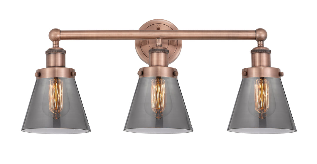 Innovations Lighting Cone 6" Bath Vanity Light - Antique Copper Vanity Lights Innovations Lighting Light Smoke ; Glass Type: Colorful  